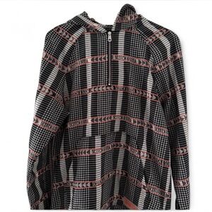 Soda Black and White Plaid Zip Jacket